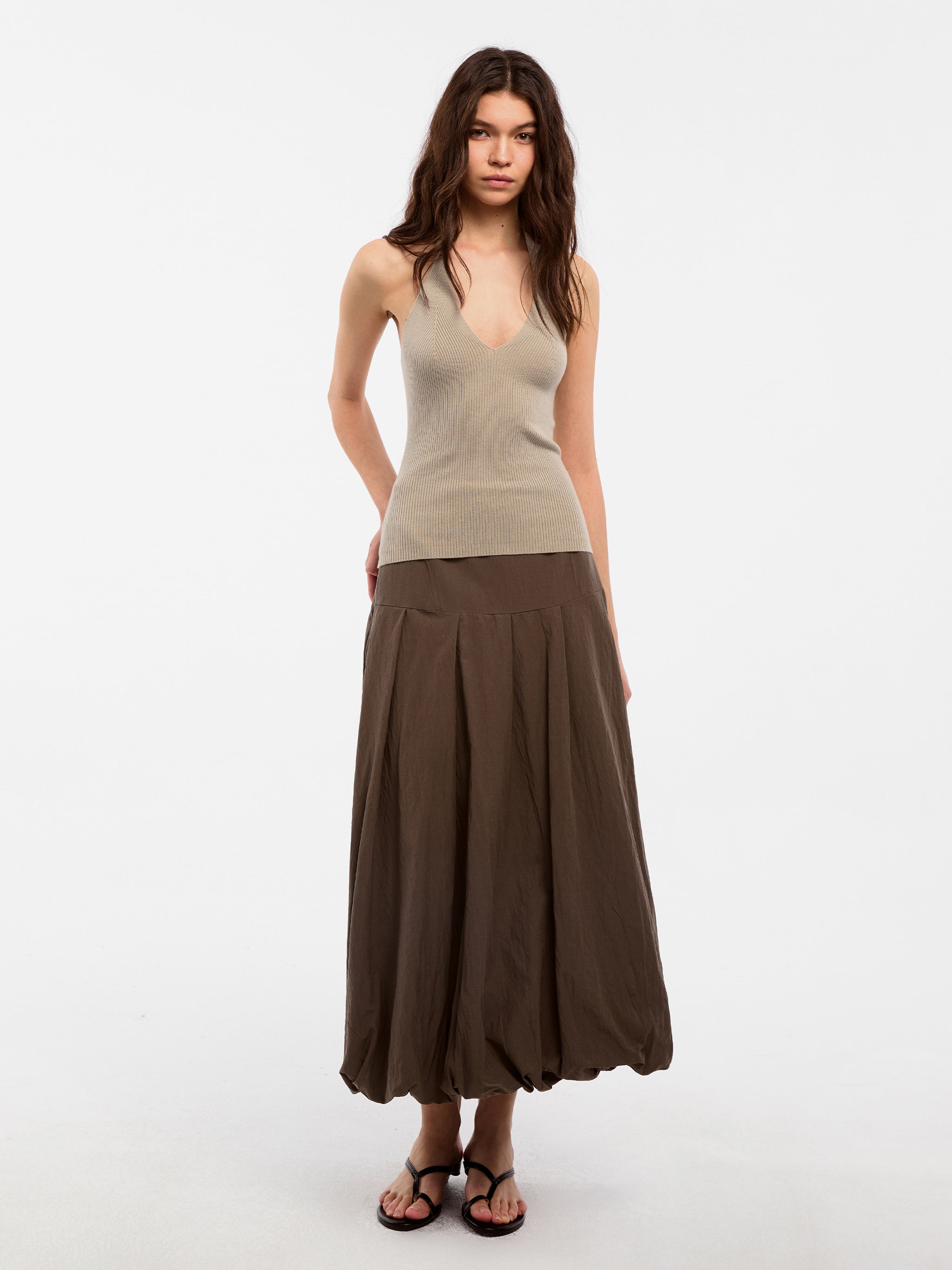 CUBIC Wool Blend Knit Halter Neck Top-10