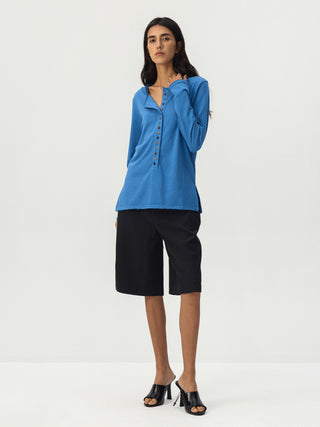 CUBIC Button Front Henley Long Sleeve Top