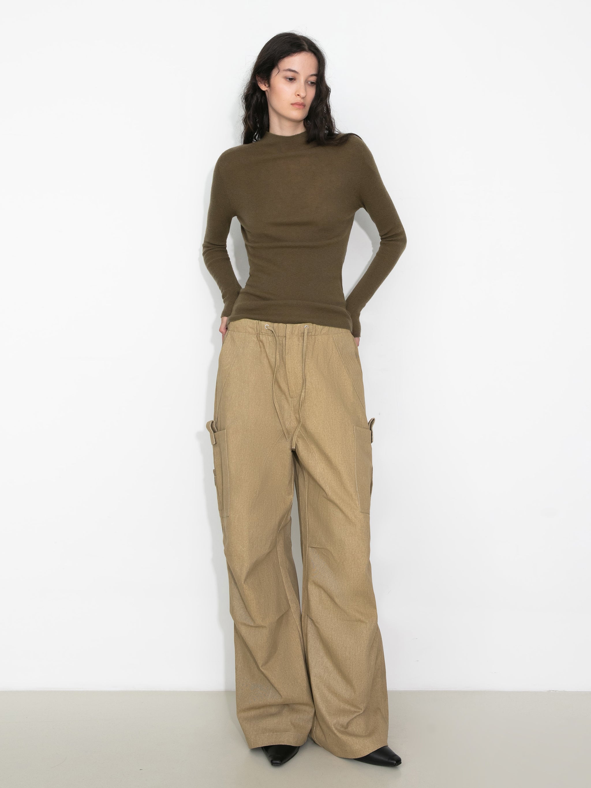 CUBIC 100% Wool Mock‑Neck Fitted Knit Top-4