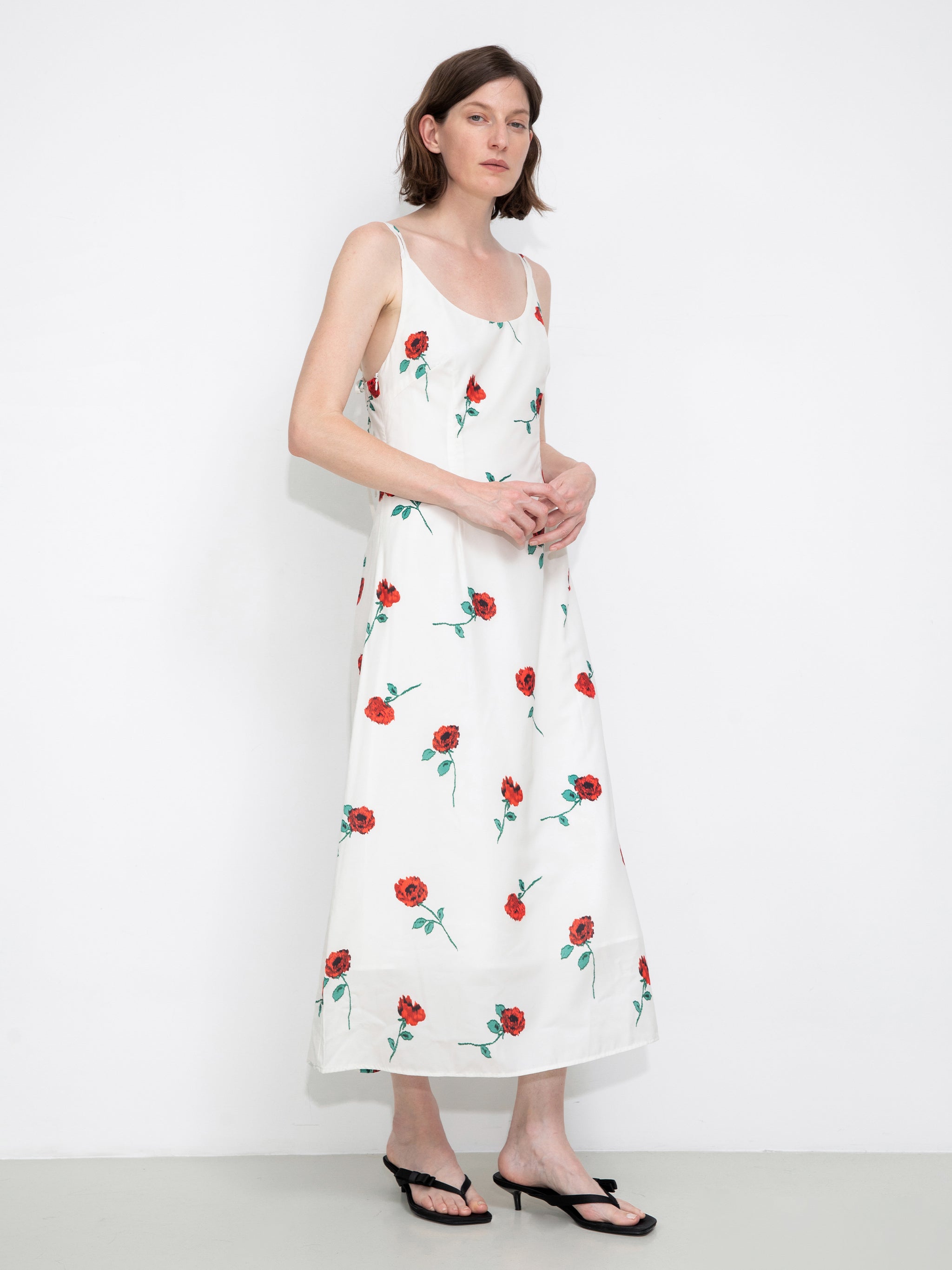 Rose Printed Fitted Sling Dress-4