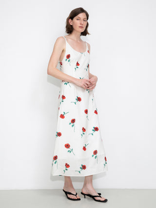 Rose Printed Fitted Sling Dress