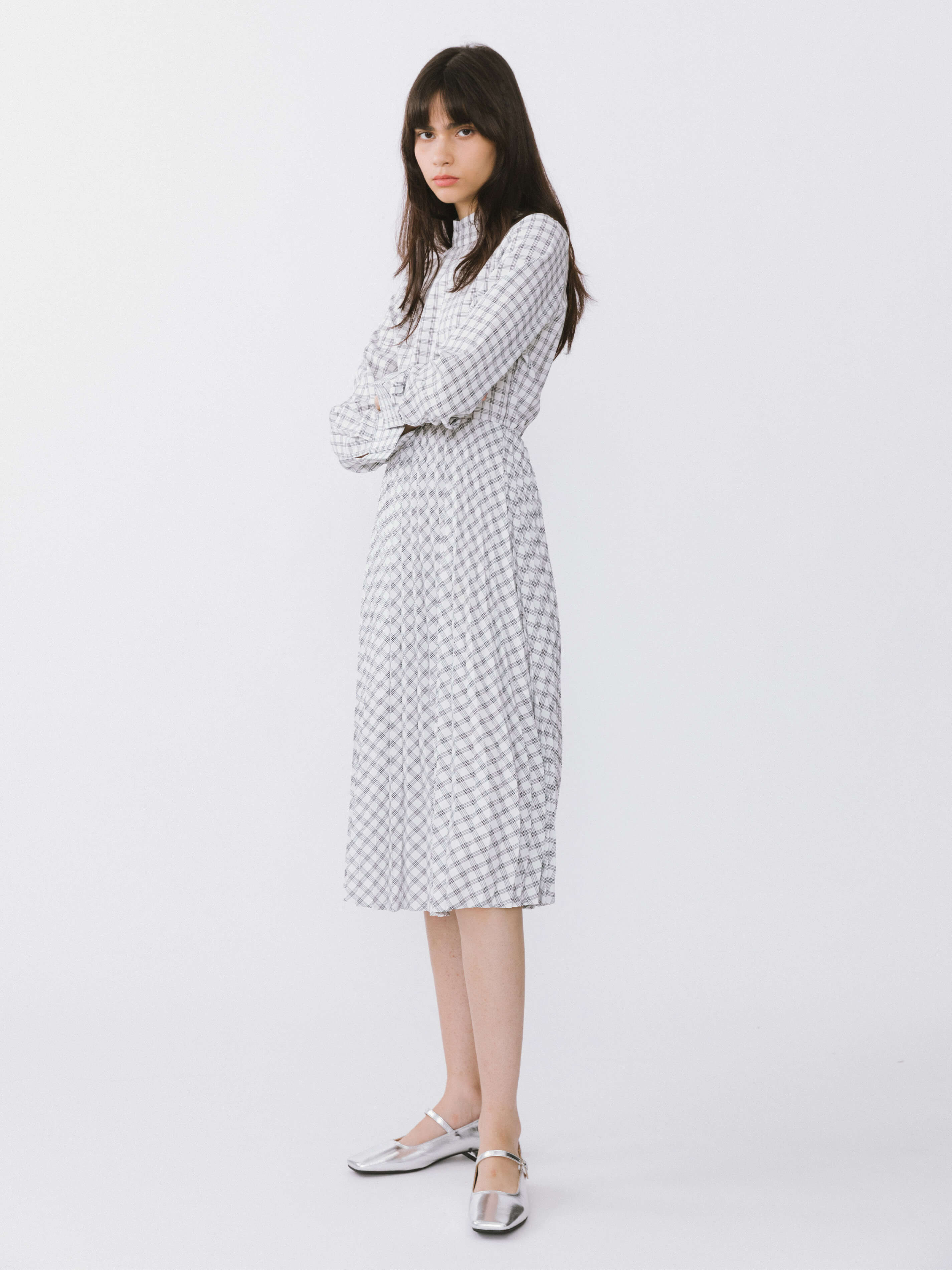 Tartan Neck Tie A-line Dress