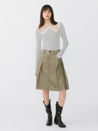 Chest Cut Out Striped Long Sleeve Top