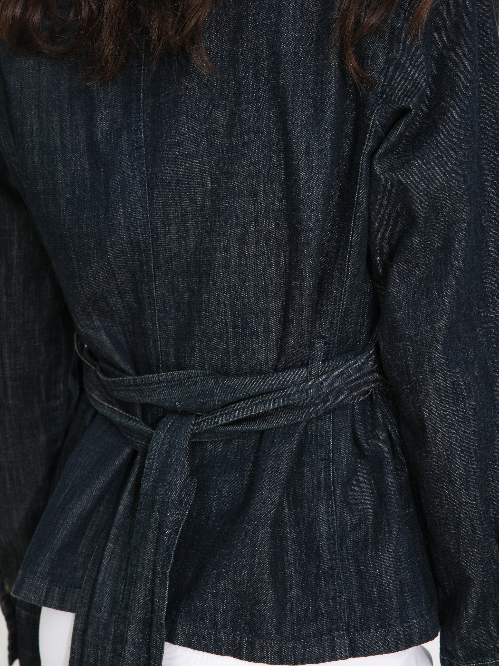100% Cotton Vintage Denim Slim-Fit Waist-Defined Shirt-4