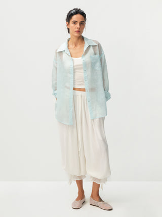 CUBIC Lyocell Oversized Sheer Button-Down Shirt