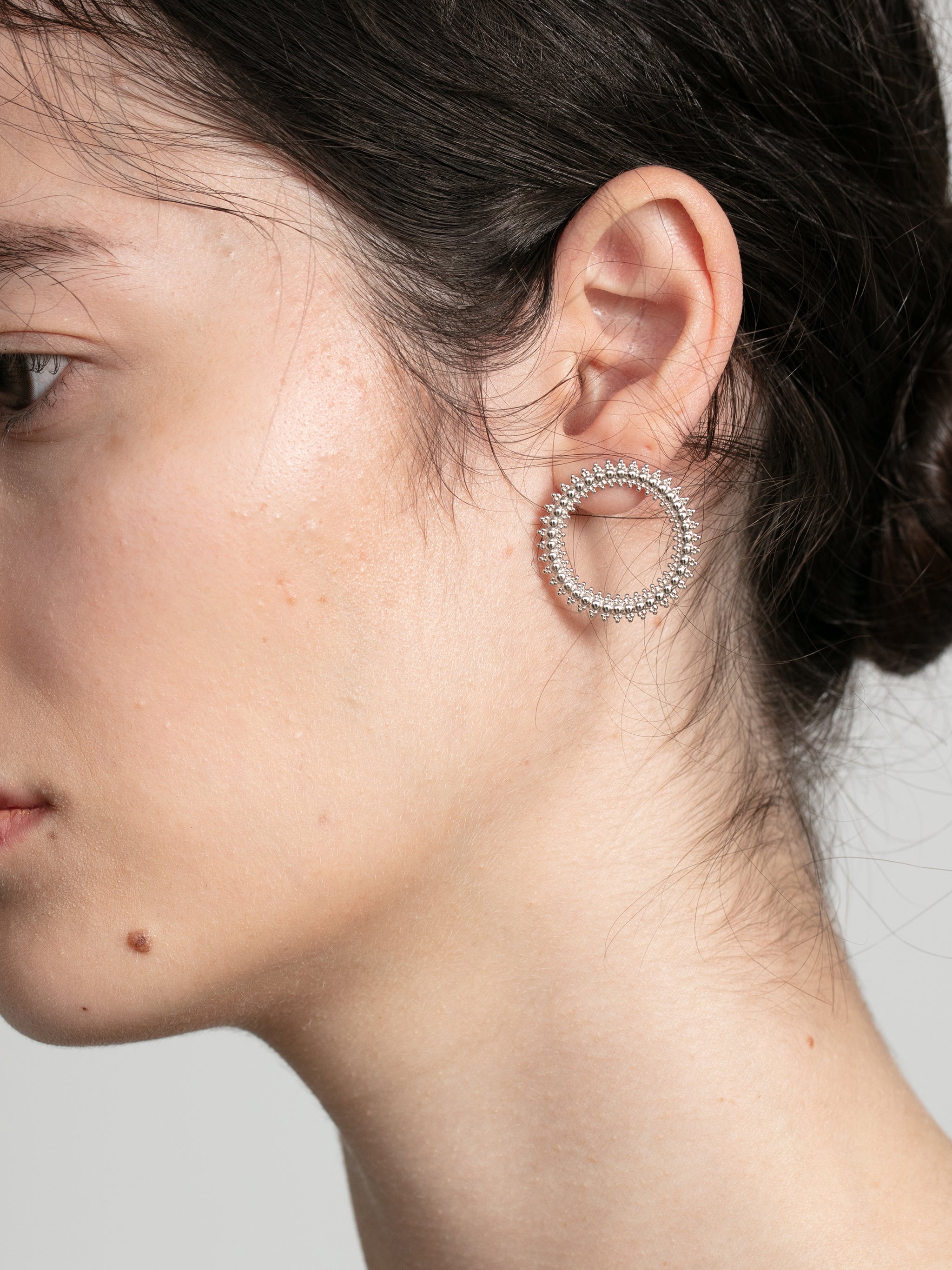 Beaded Circle Stud Earrings-4