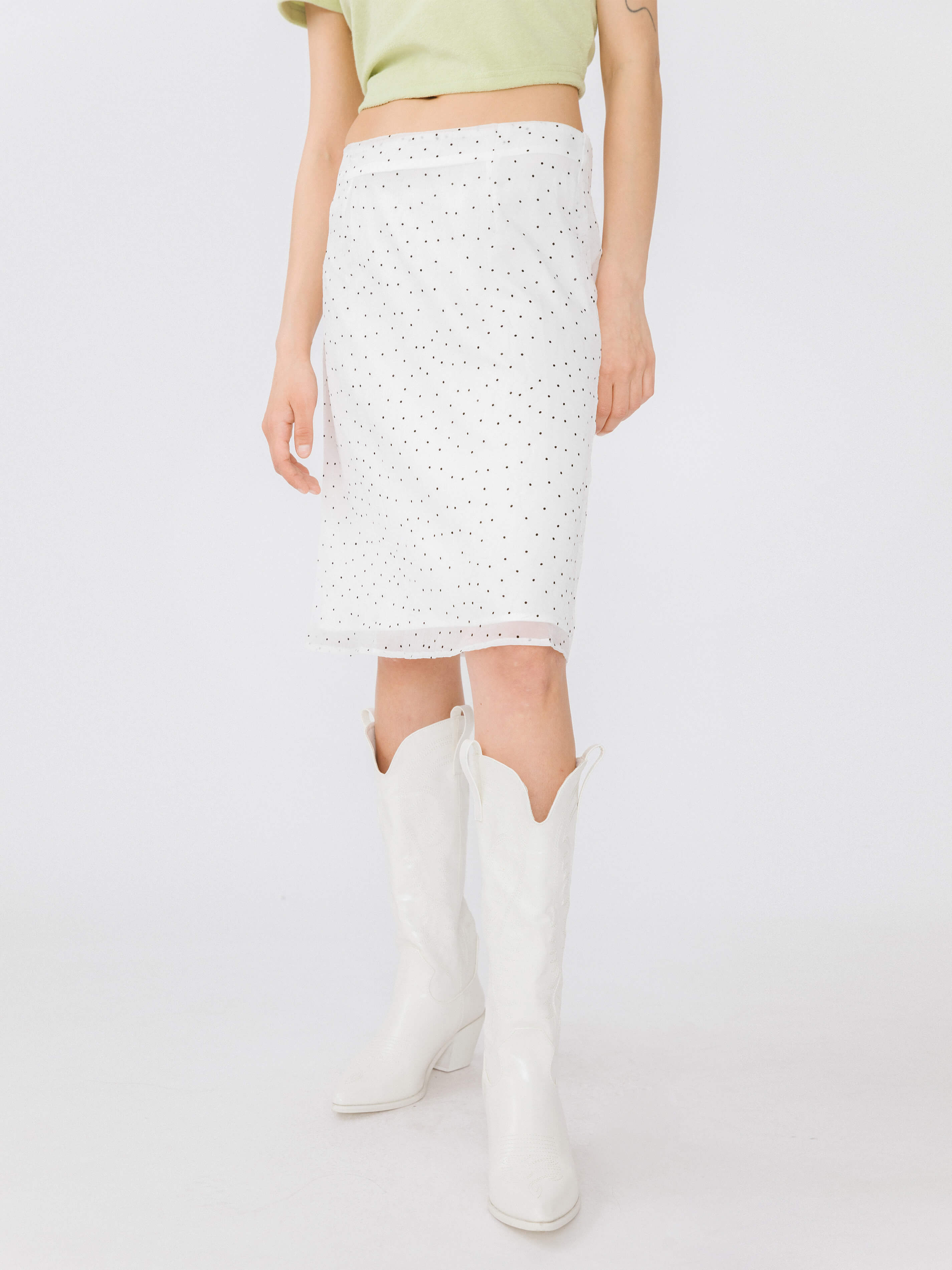 Double Layered Polka Dot Mesh Skirt-4