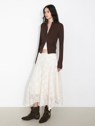 Asymmetrical Lace-Embroidered Skirt