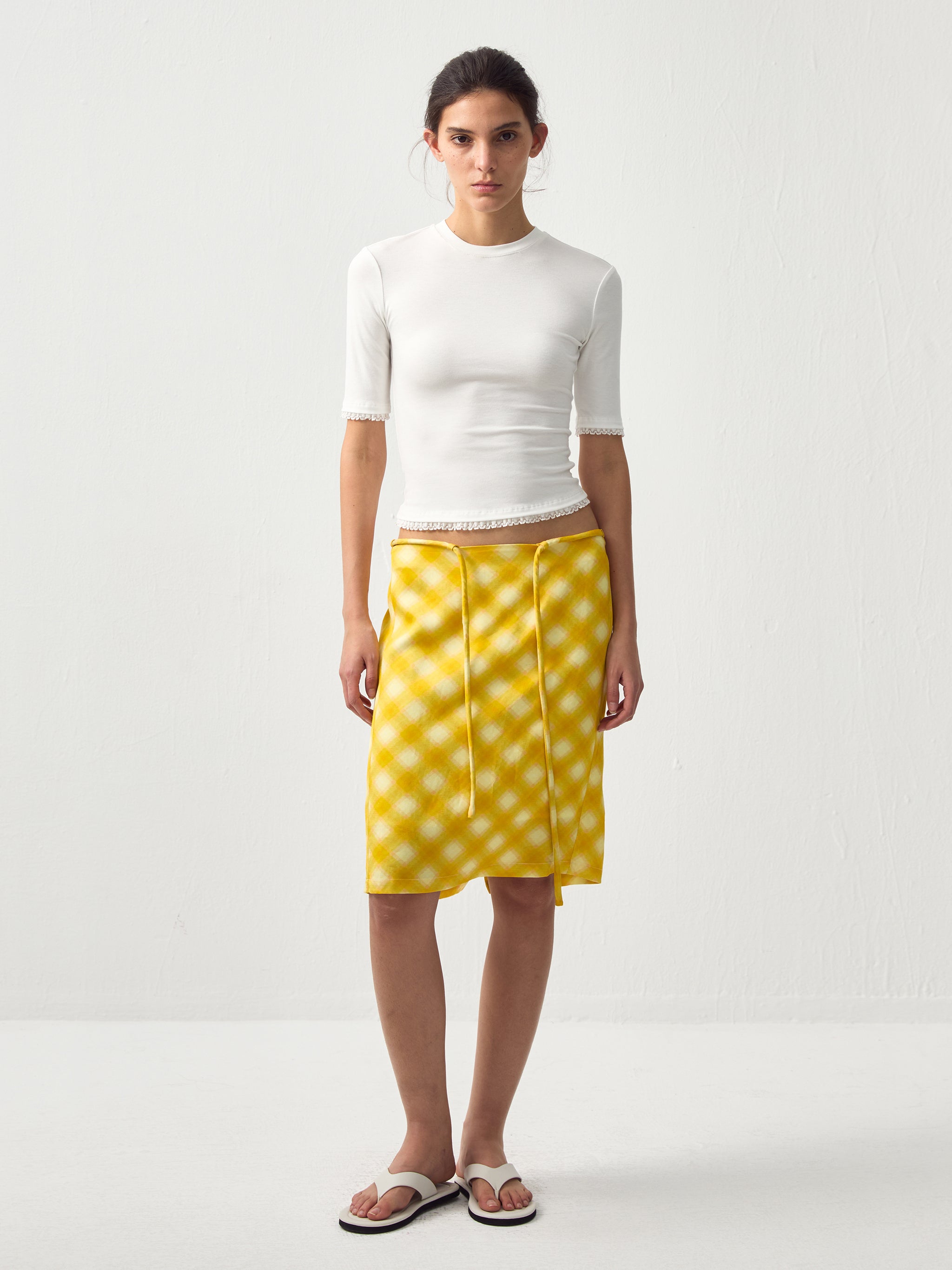 CUBIC Lace Trim Fitted Mid-Sleeve Top-4