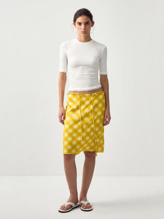CUBIC Lace Trim Fitted Mid-Sleeve Top