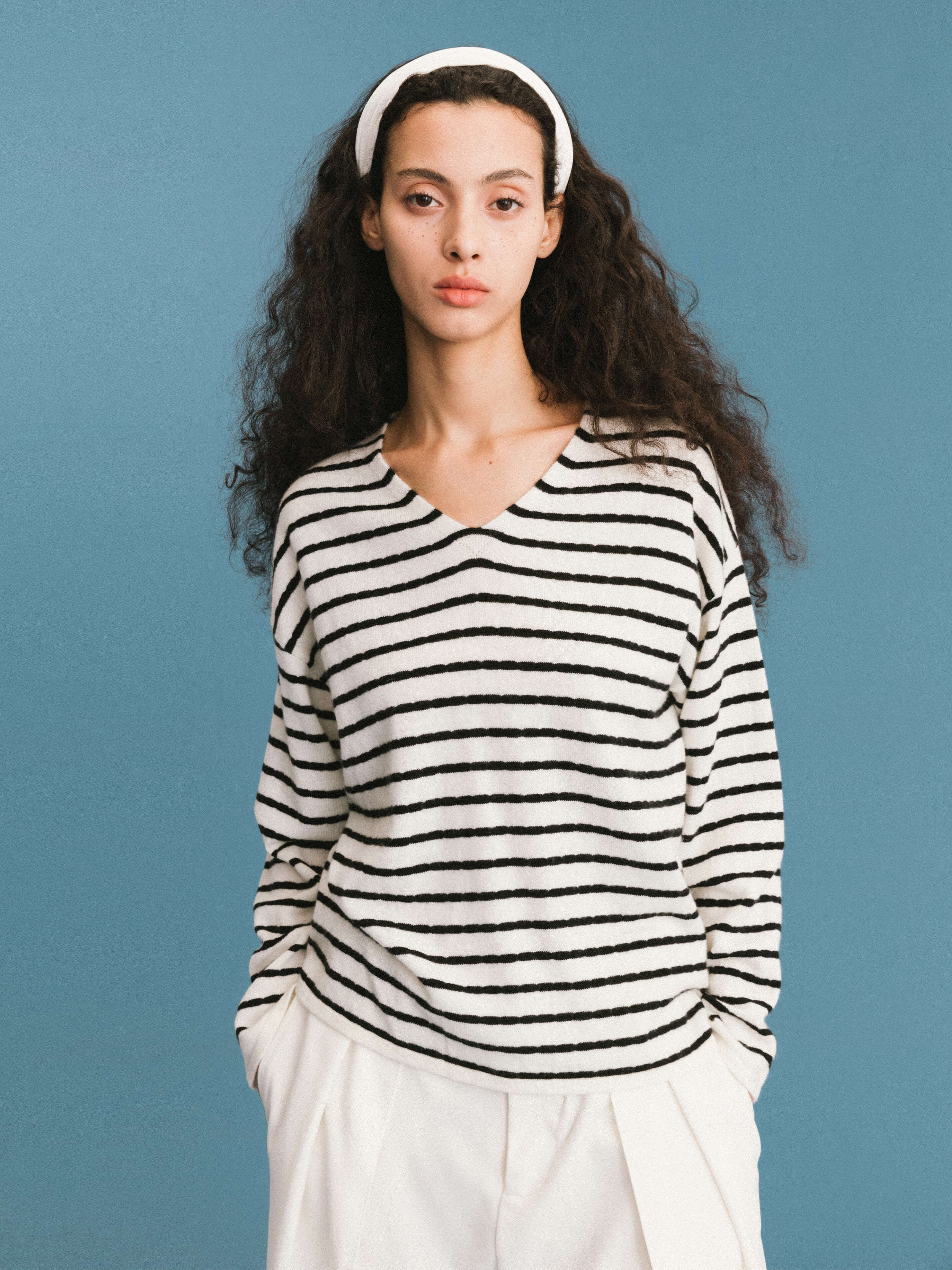 ONE BY CUBIC Striped Wool Knitted Jumper-5