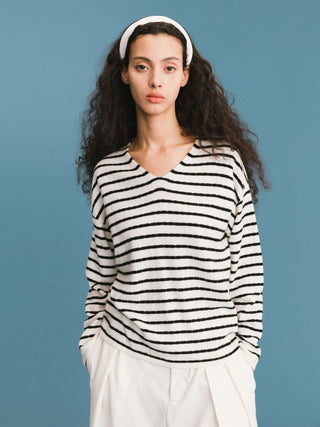 ONE BY CUBIC Striped Wool Knitted Jumper