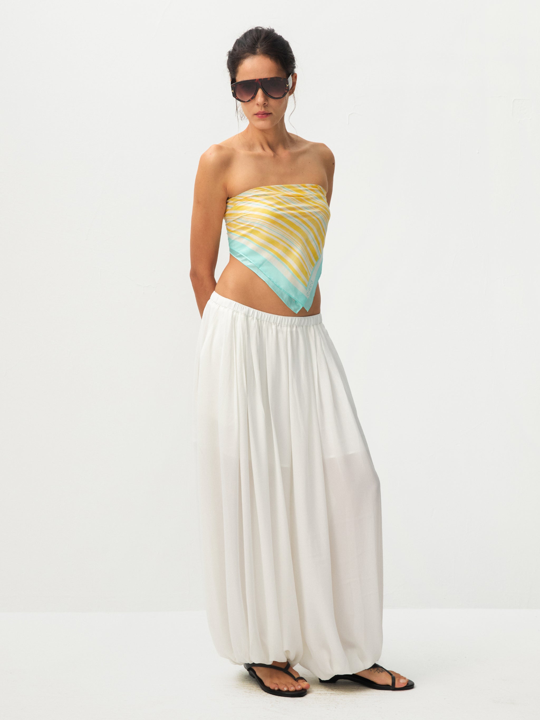 CUBIC Silk Striped Bandana Scarf-4