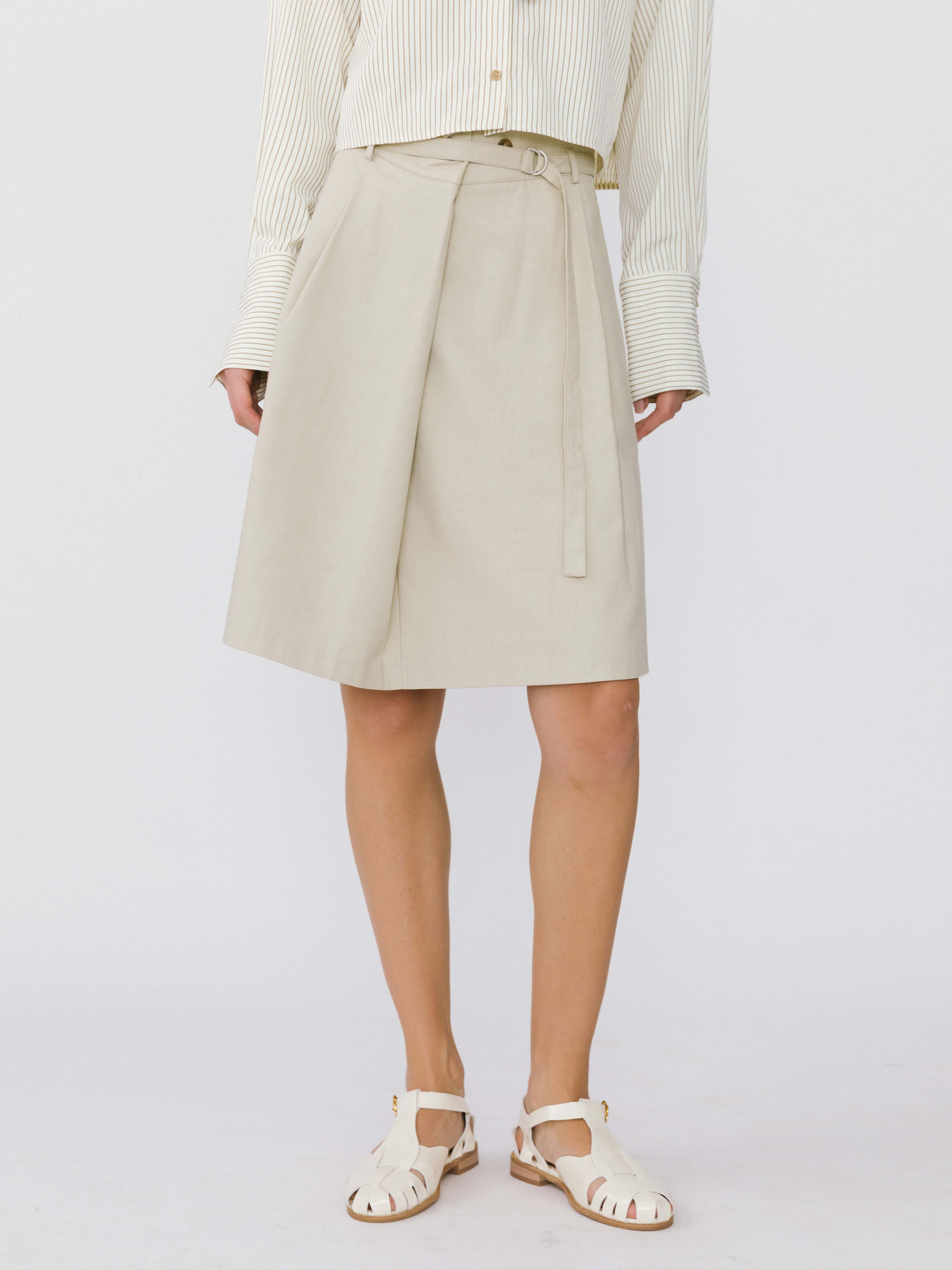 A-line Round Skirt with Wool Blend-4