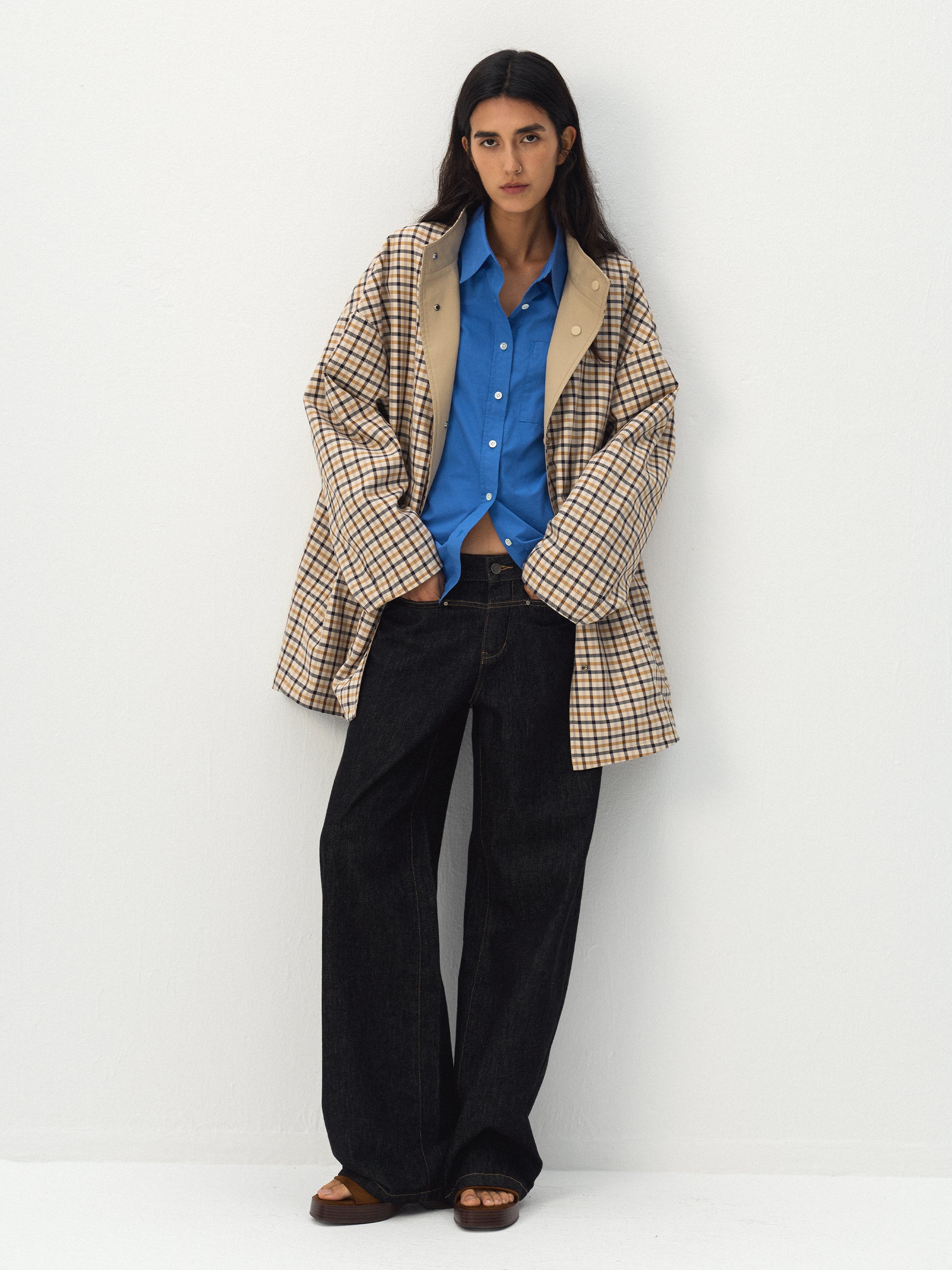 Funnel Neck Reversible Trench Coat-4