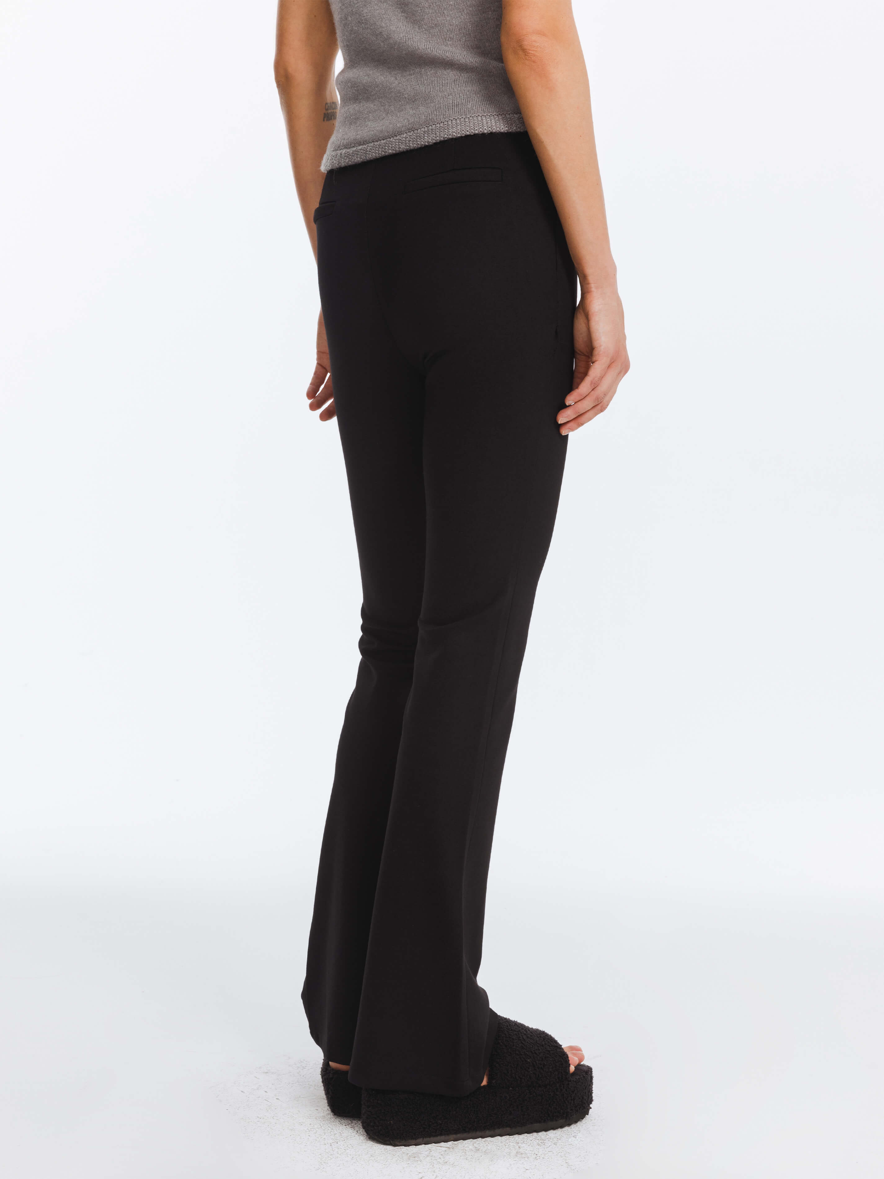 High Waisted Flared High Elastic Trousers-4