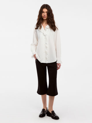 CUBIC Lace-Trimmed Linen Long-Sleeve Shirt