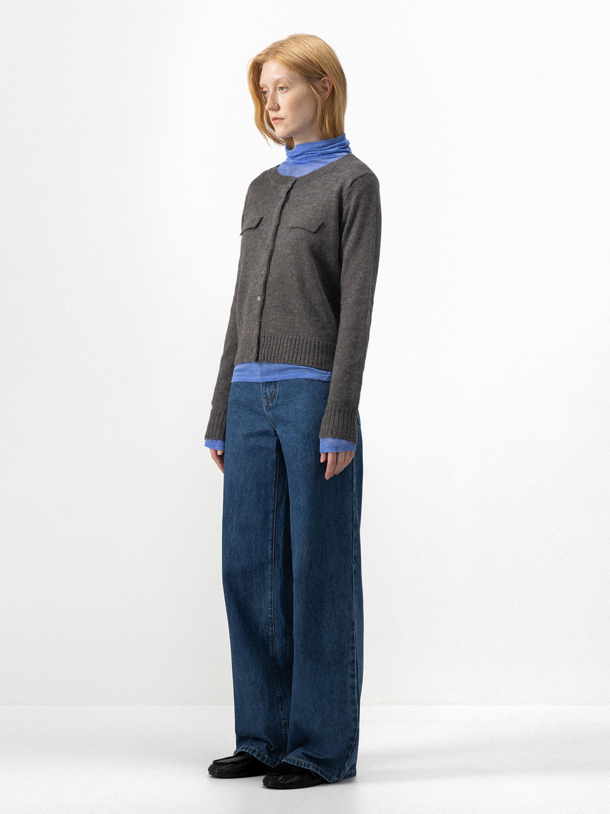 CUBIC Marled Knit Button-Up Cardigan-5
