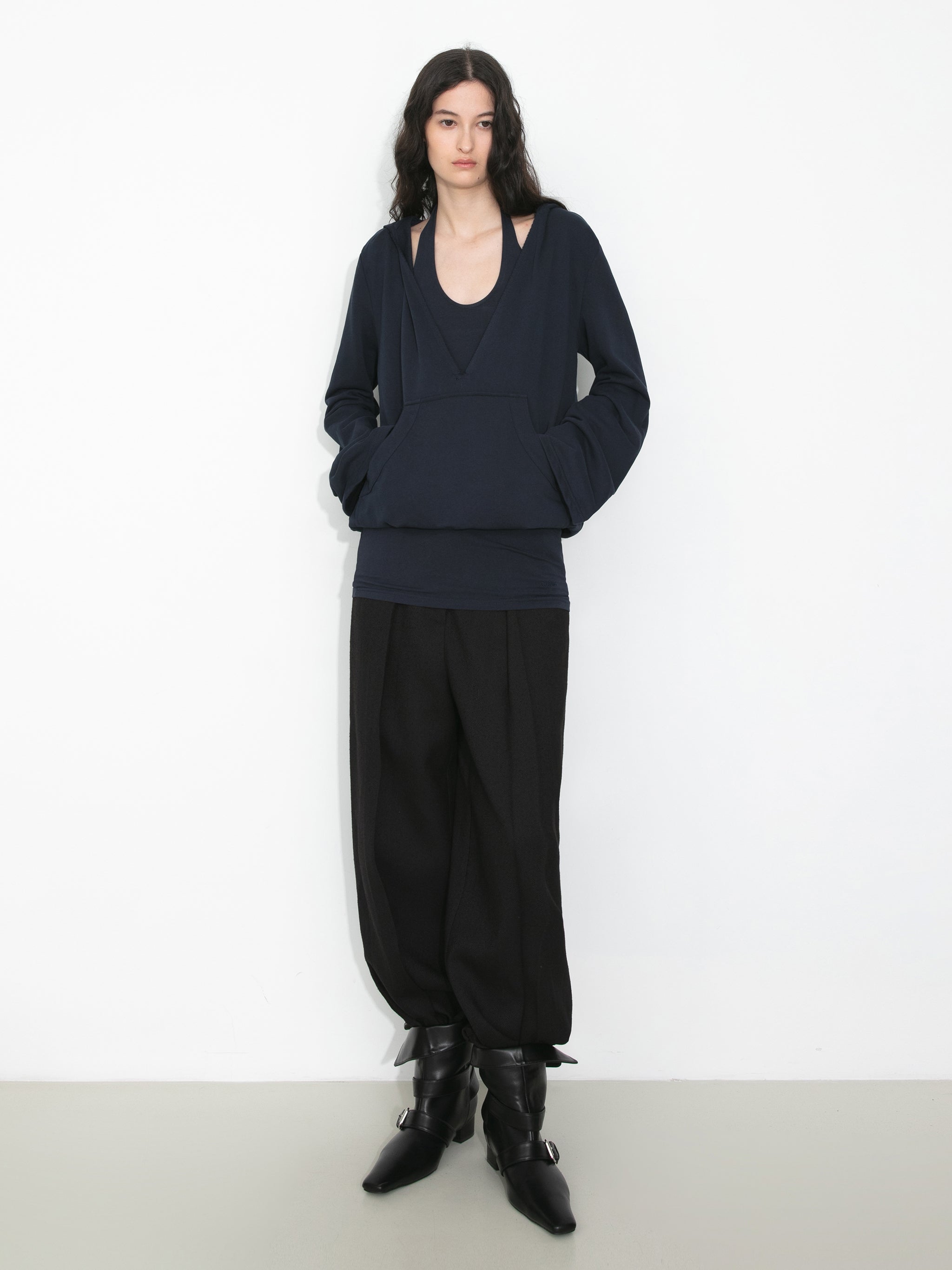 Layered Halter Cami Hoodie-5