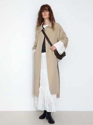 Oversized Thin Trench Coat with Lace Cuffs