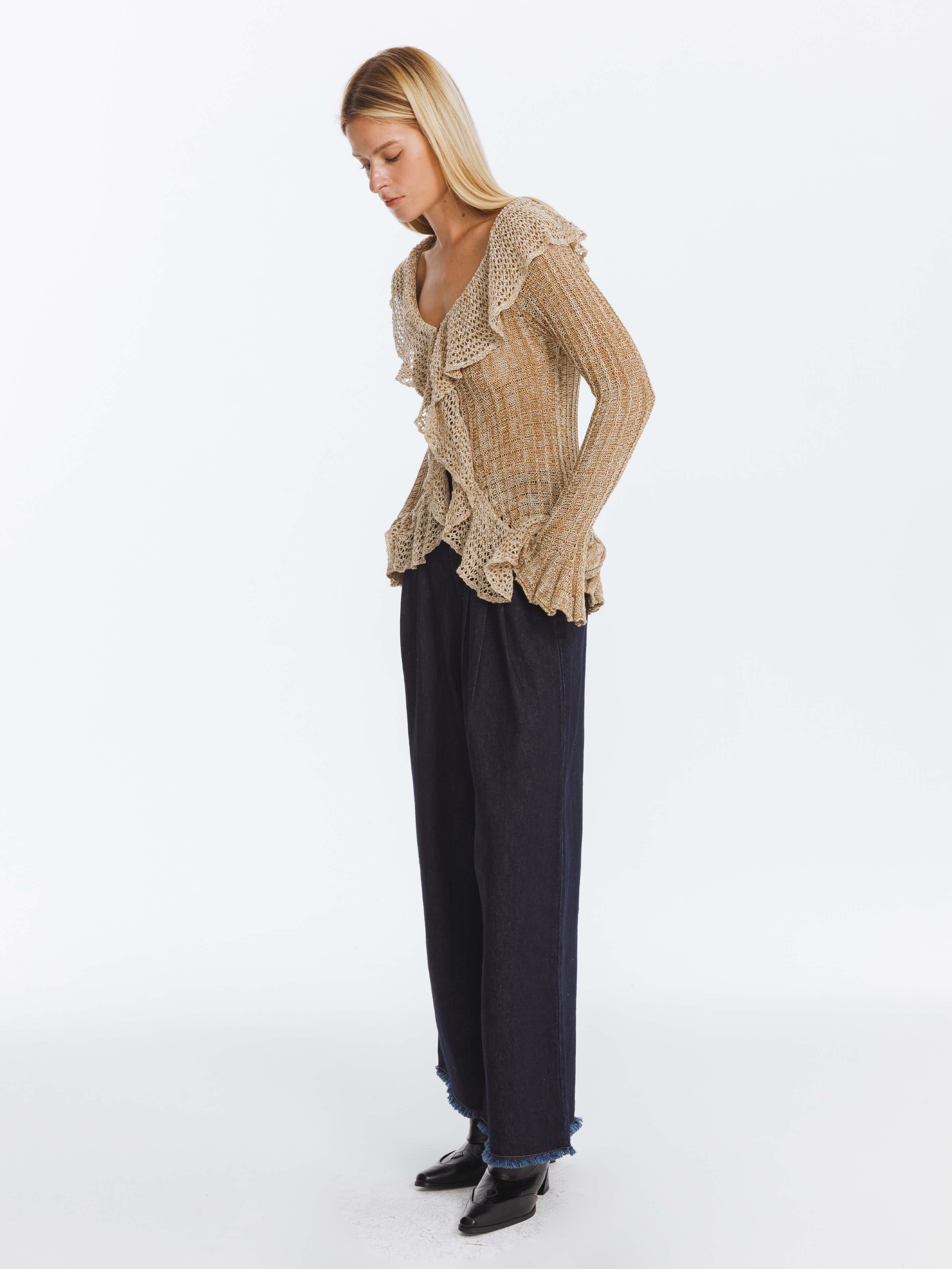 Special Yarn Hollowed Long Sleeves Knit Top-5