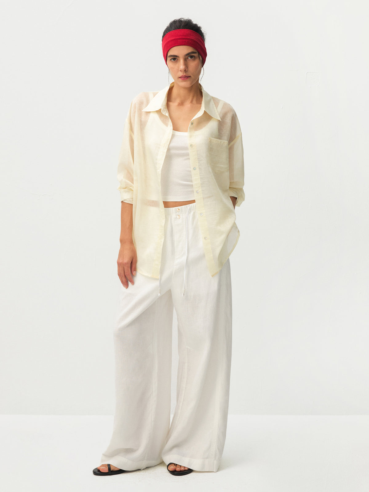 CUBIC Lyocell Linen Wide-Leg Pants-5
