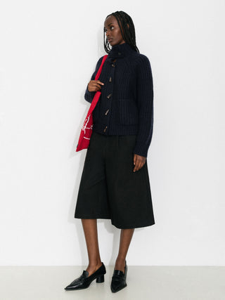 100% Wool Convertible Collar Short Cardigan Coat