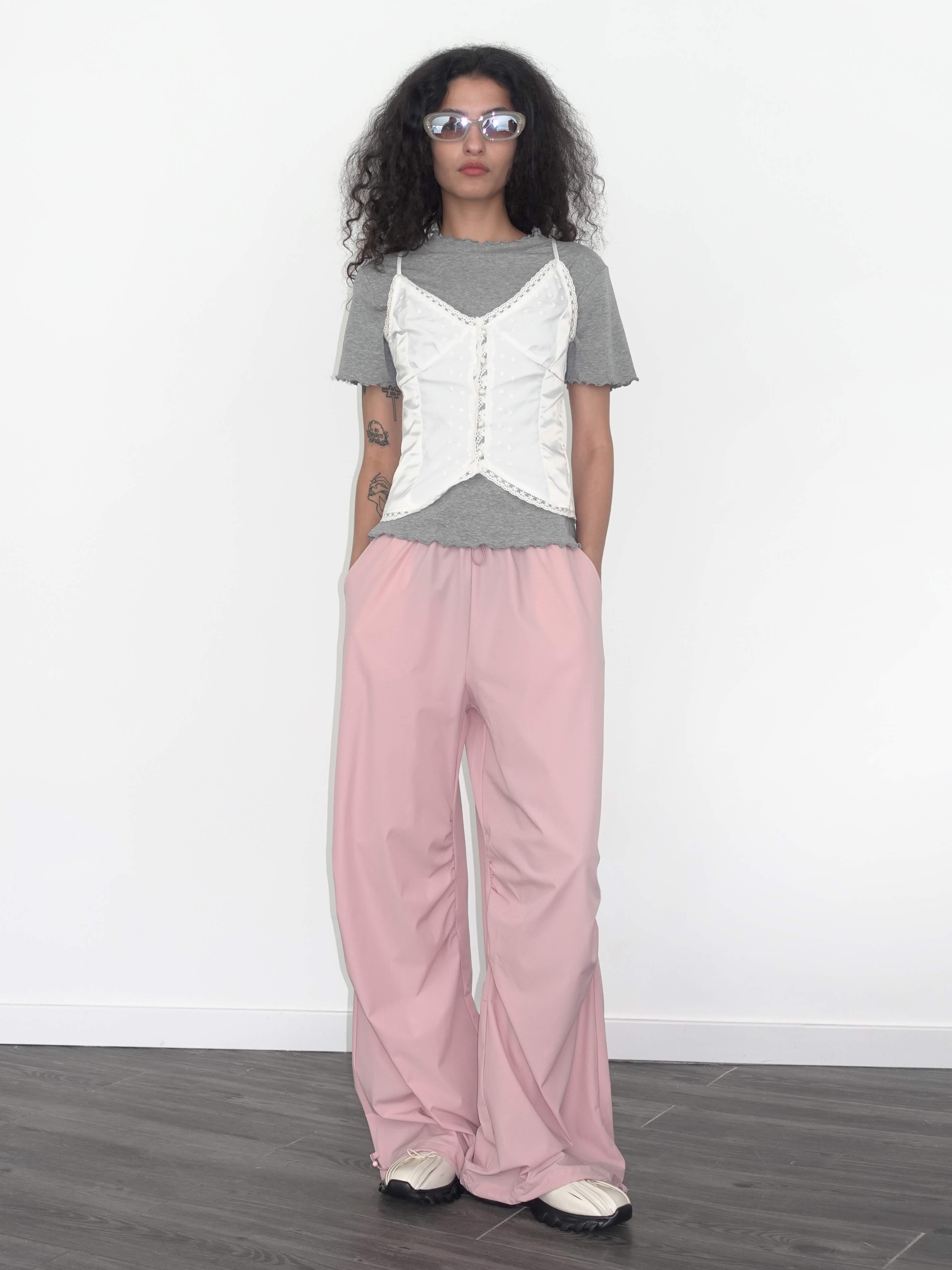 Loose Parachute Trousers with Elastic Waist-6