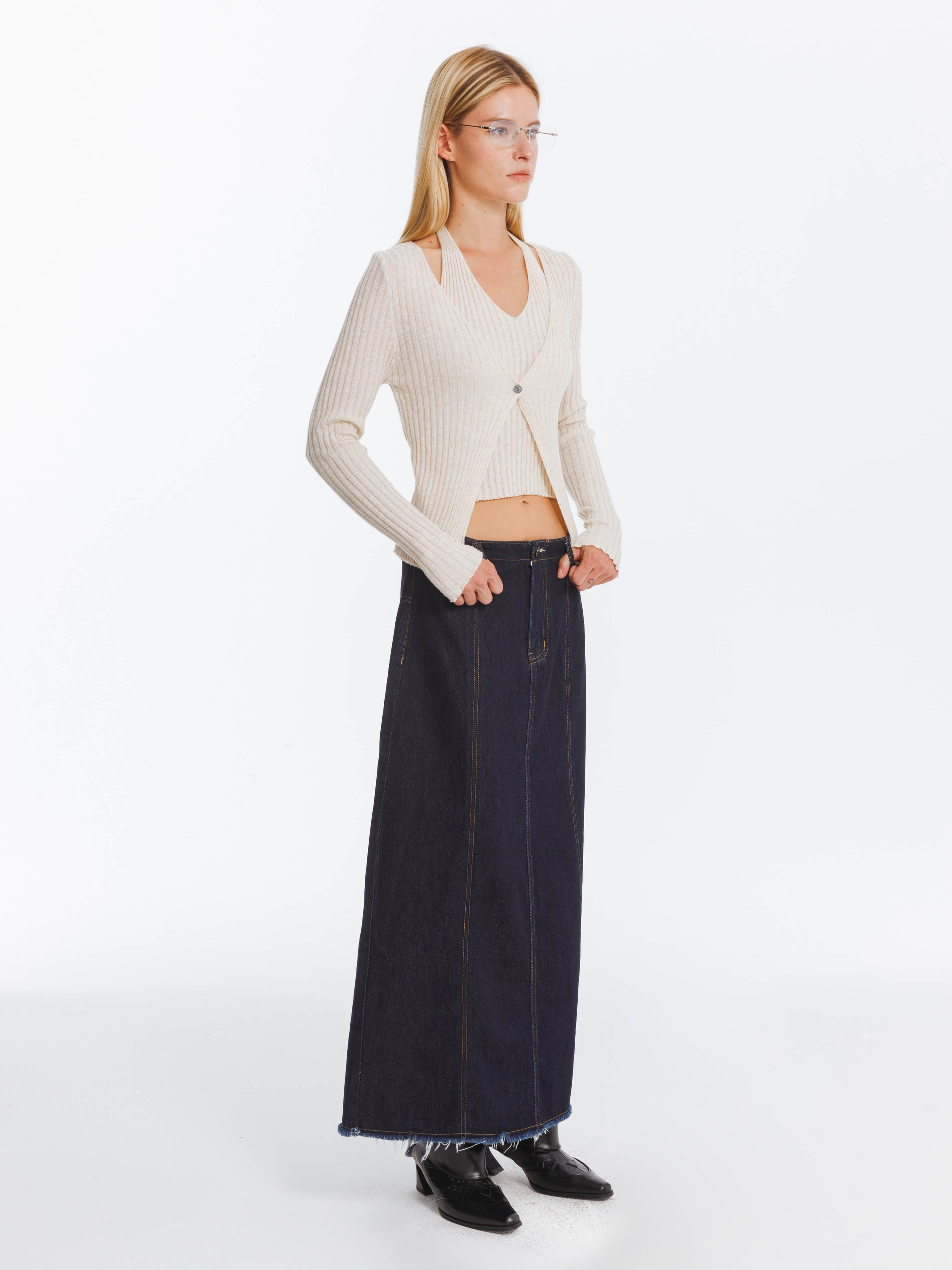 Single Button Cardigan with Wool Blend-5
