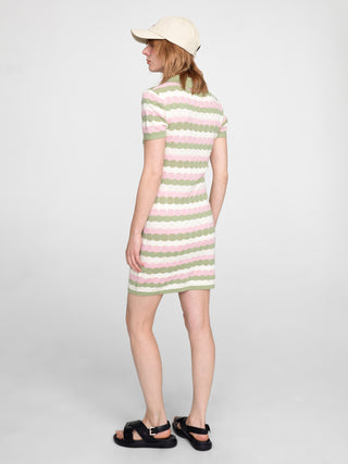 Polo Short Sleeve Striped Knit Dress