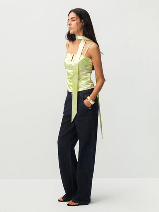CUBIC Apple Print Satin Skinny Scarf