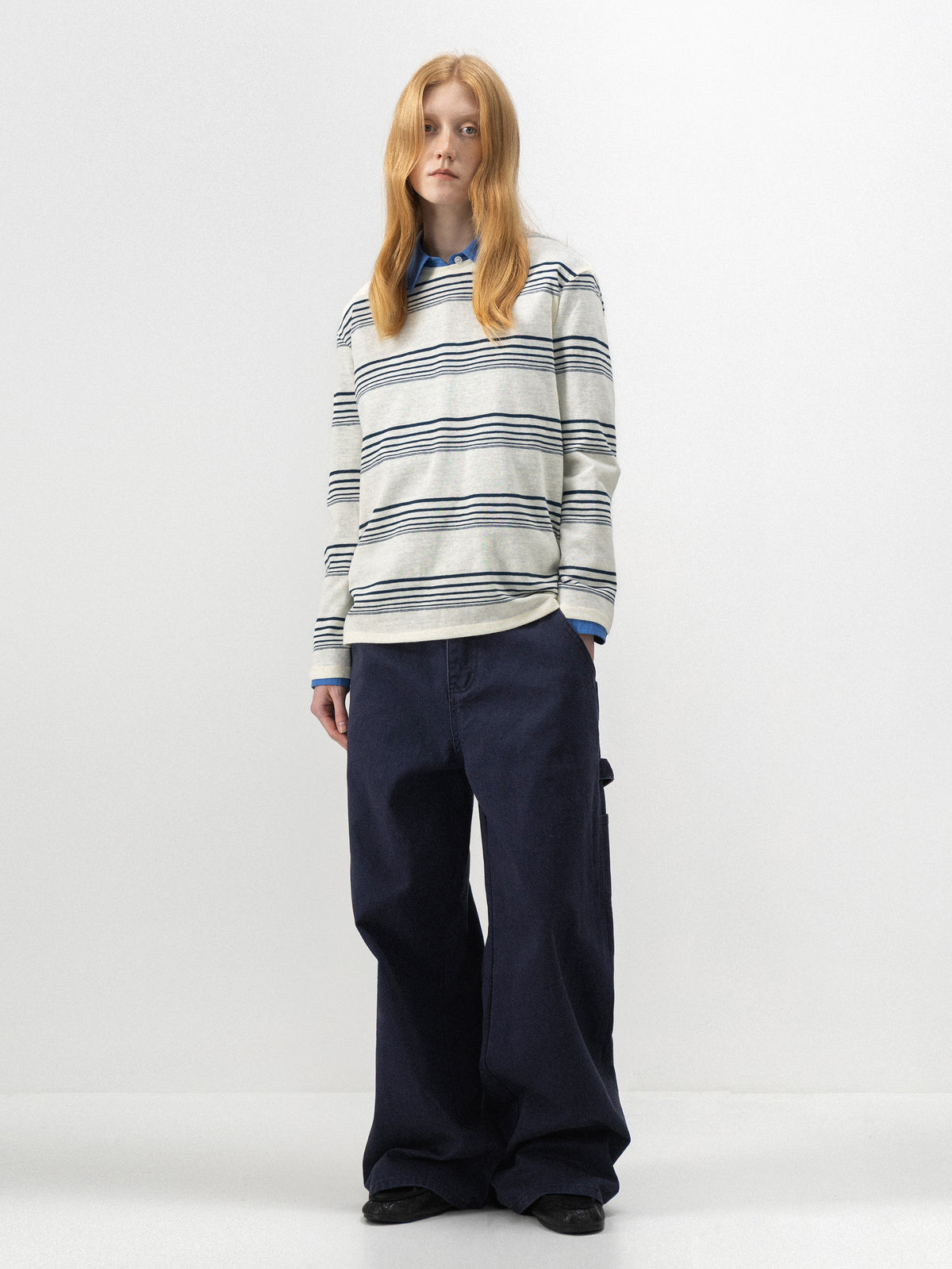 CUBIC Relaxed Striped Slub Cotton Top-5
