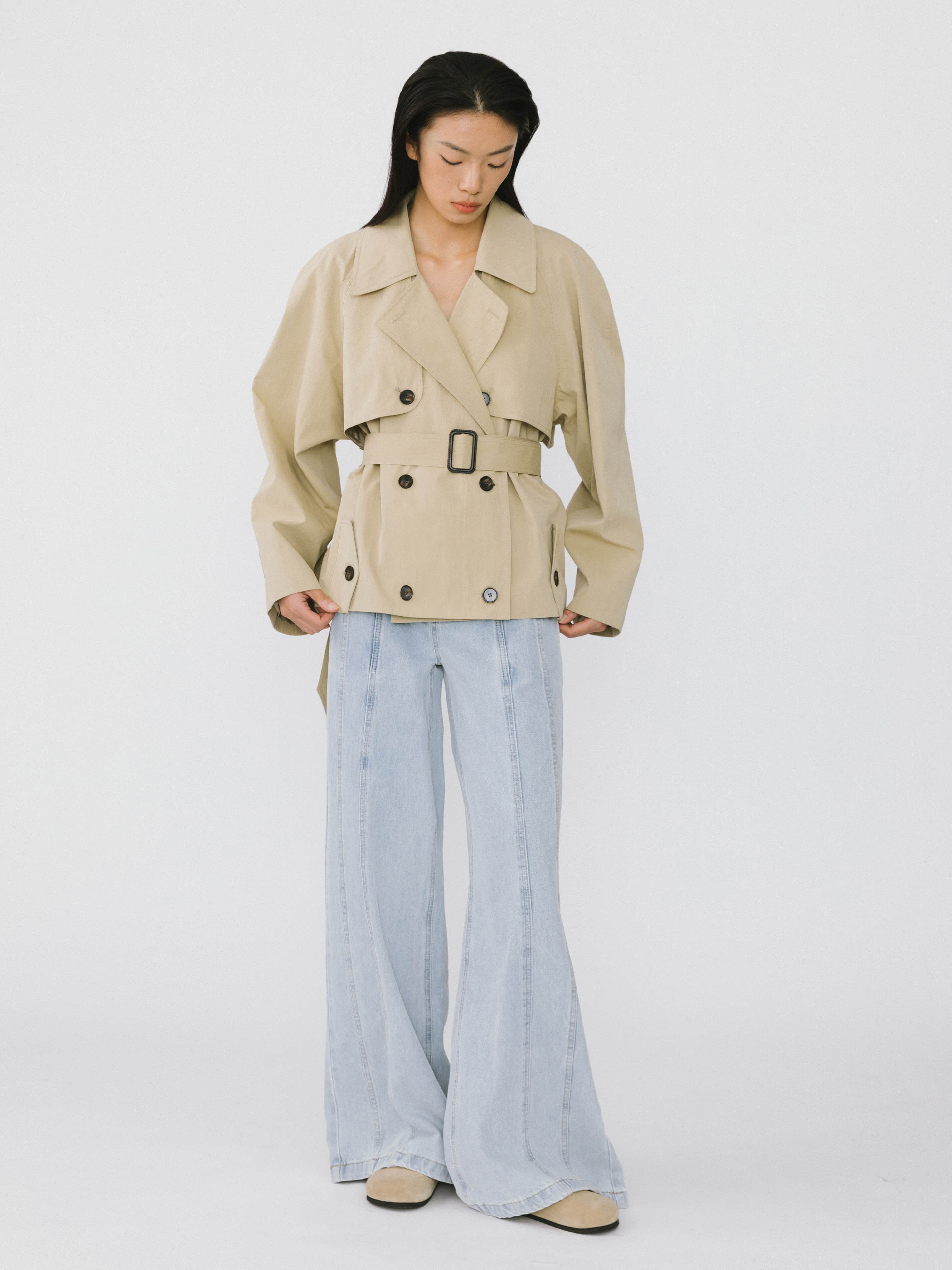 Front Stitch Wide Leg Jeans-5