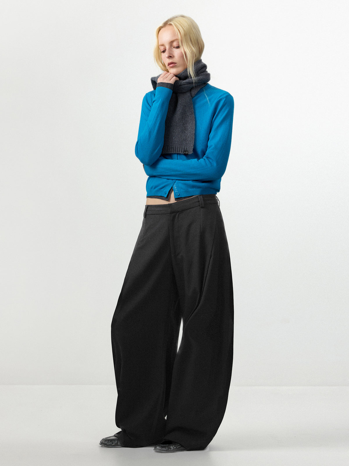 100% Wool Knit Cardigan with Crew Neck-5