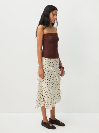 Polka Dot Ruffled Asymmetrical Hem Skirt