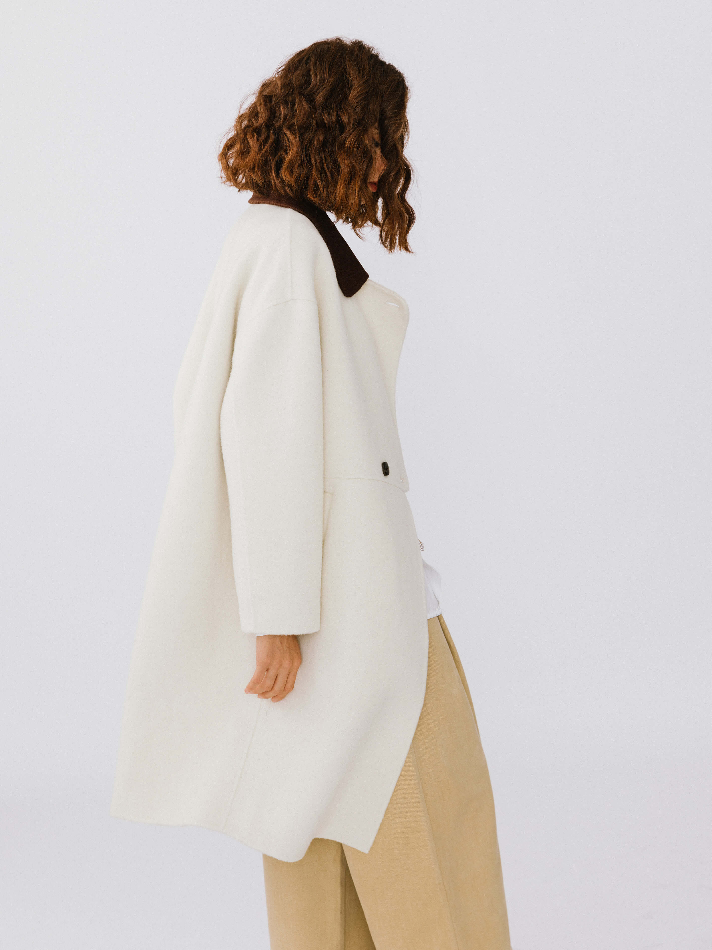 Contrast Coloured Collar Wool Coat-6