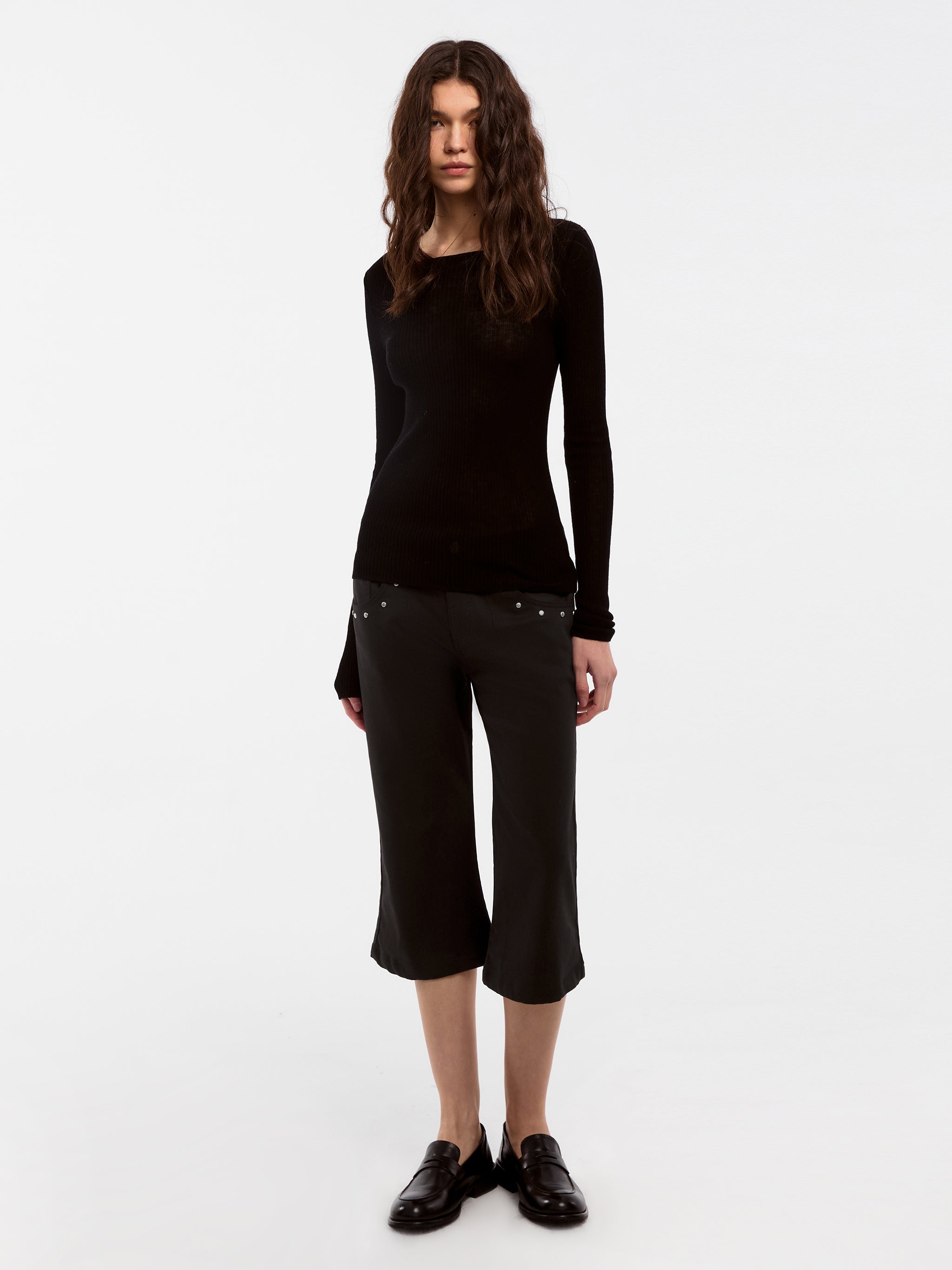 Vintage Lyocell-Blend Cropped Flared Trousers-5