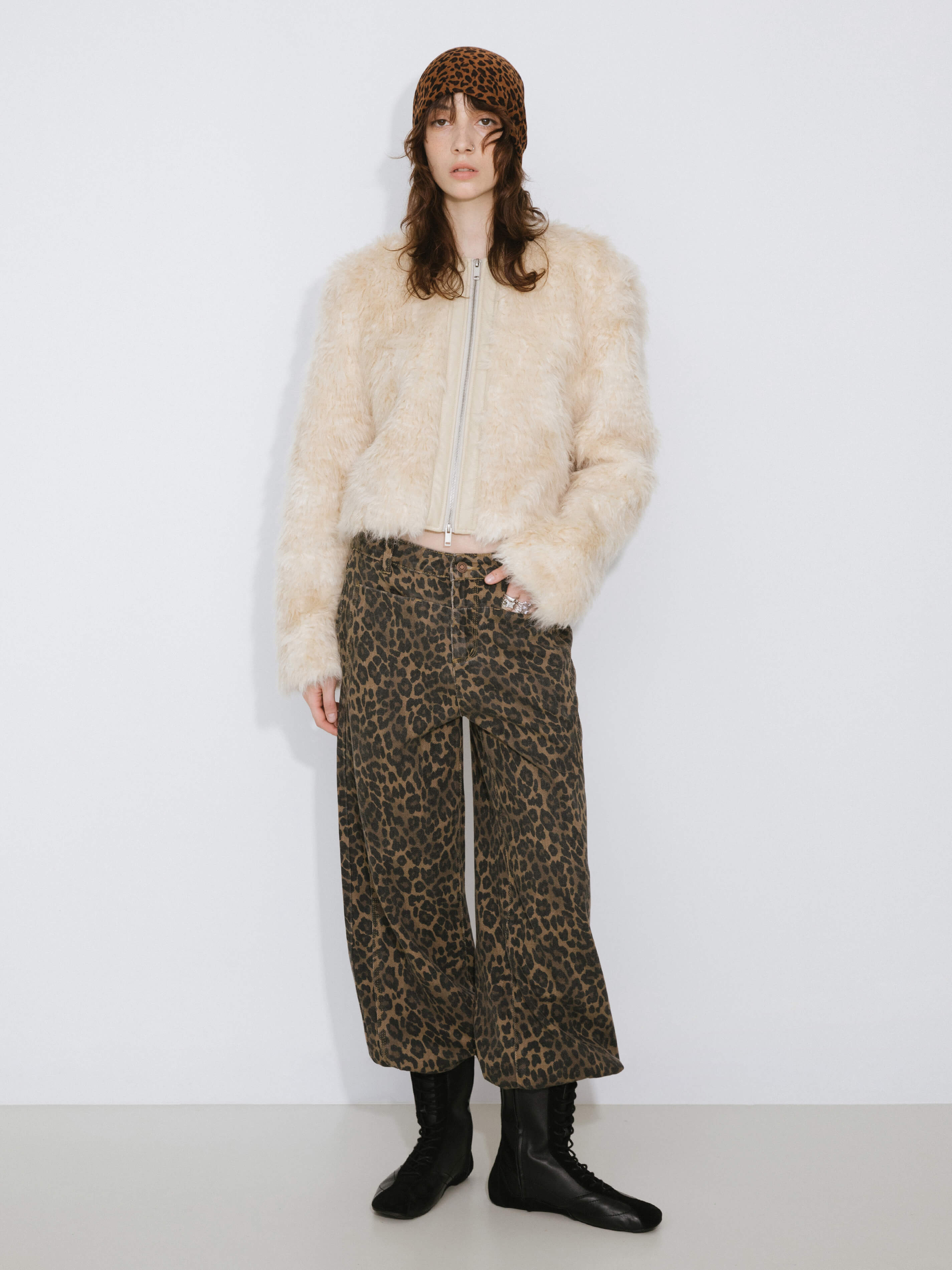 Zip Up Cropped Teddy Coat-5