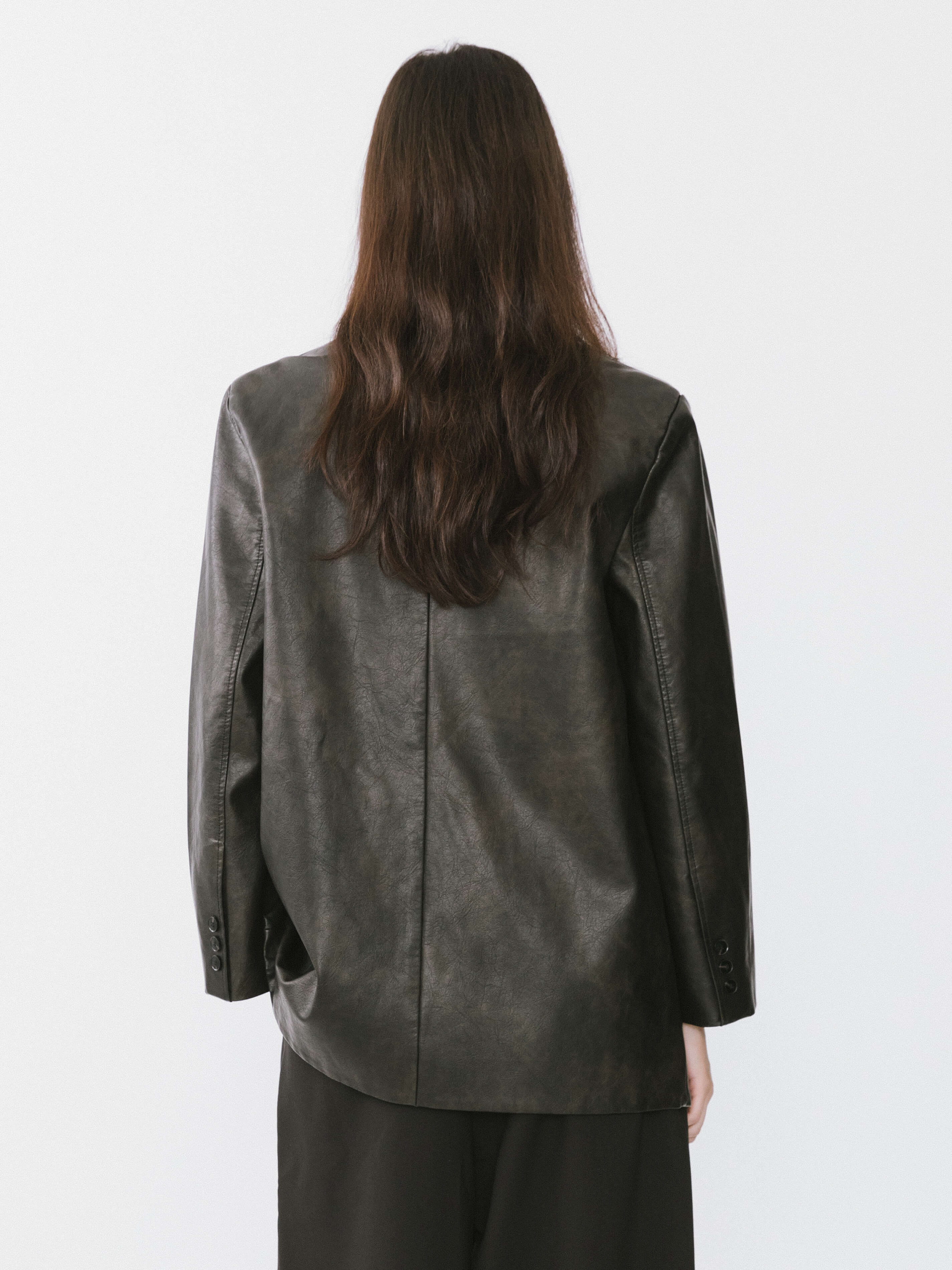 Black Faux Leather Tailored Suit-5