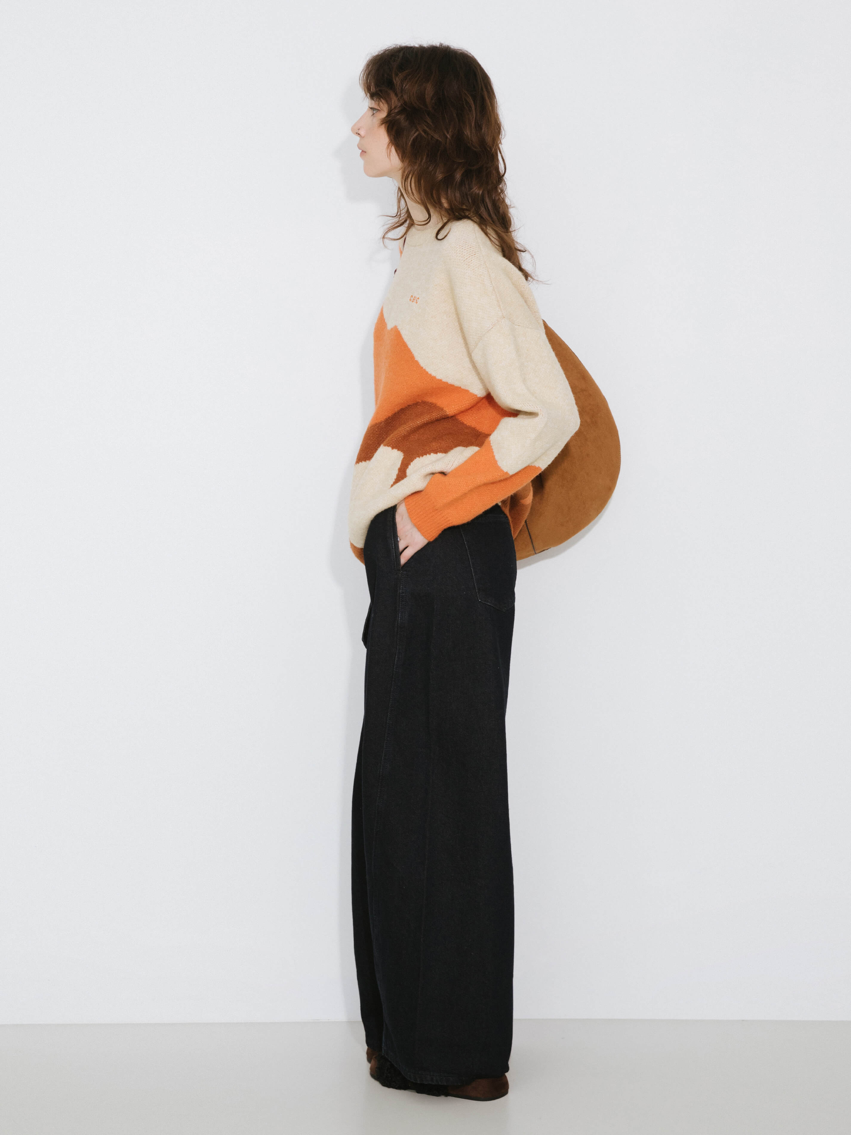 Melting Colour Block Oversized Knit Sweater-11