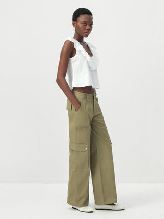 CUBIC Ruffle V-Neck Sleeveless Blouse