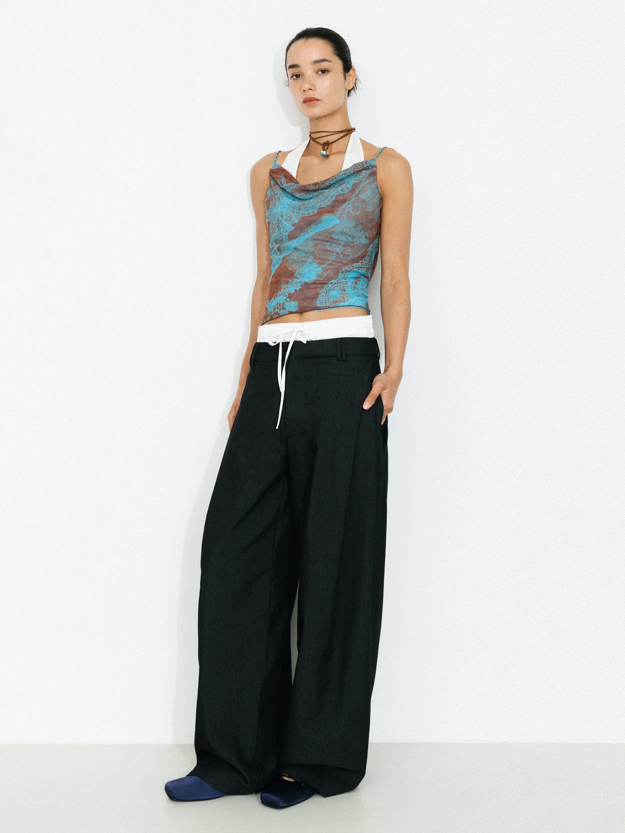 Print Satin Cowl Neck Cami Top-5