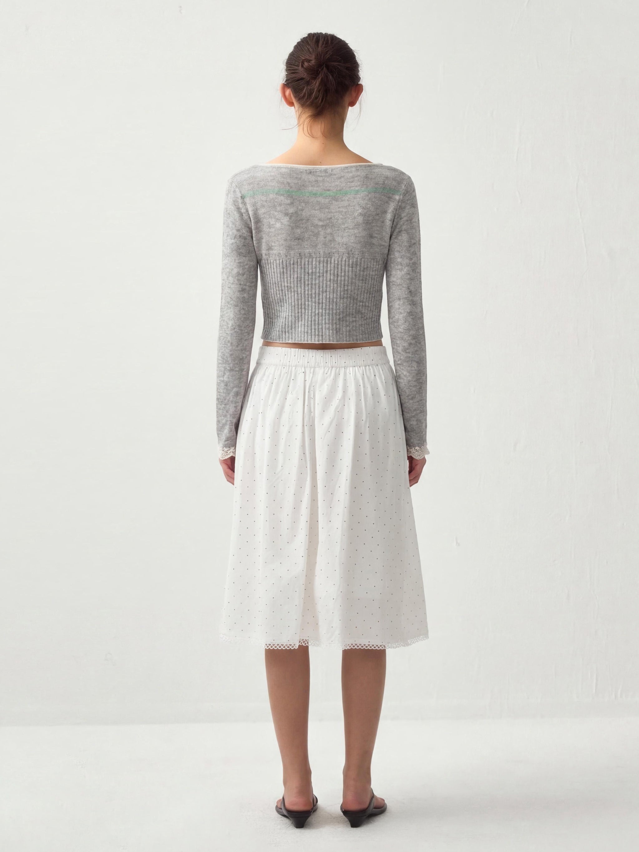 CUBIC Contrast Wool Blend Lace Cardigan-6
