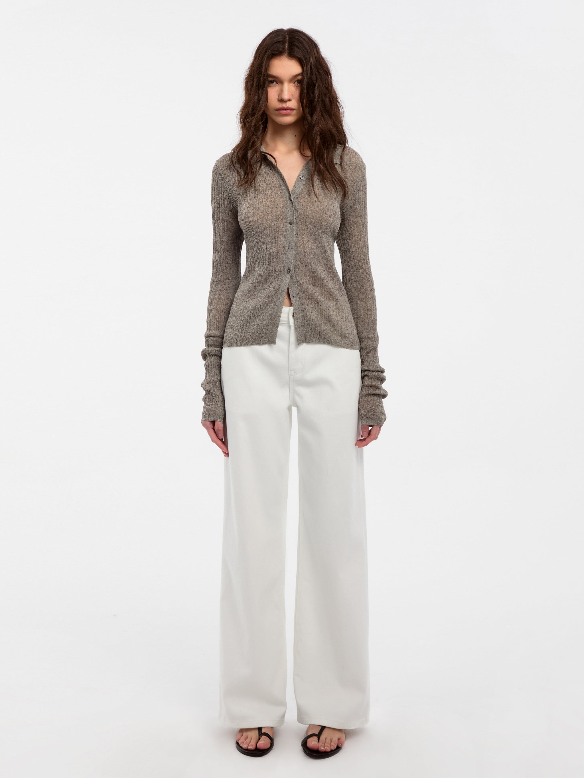 CUBIC Linen Collared Long-Sleeved Knit Sweater-5