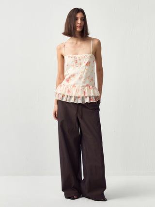 CUBIC Lace V-Neck Ruffle Floral Camisole