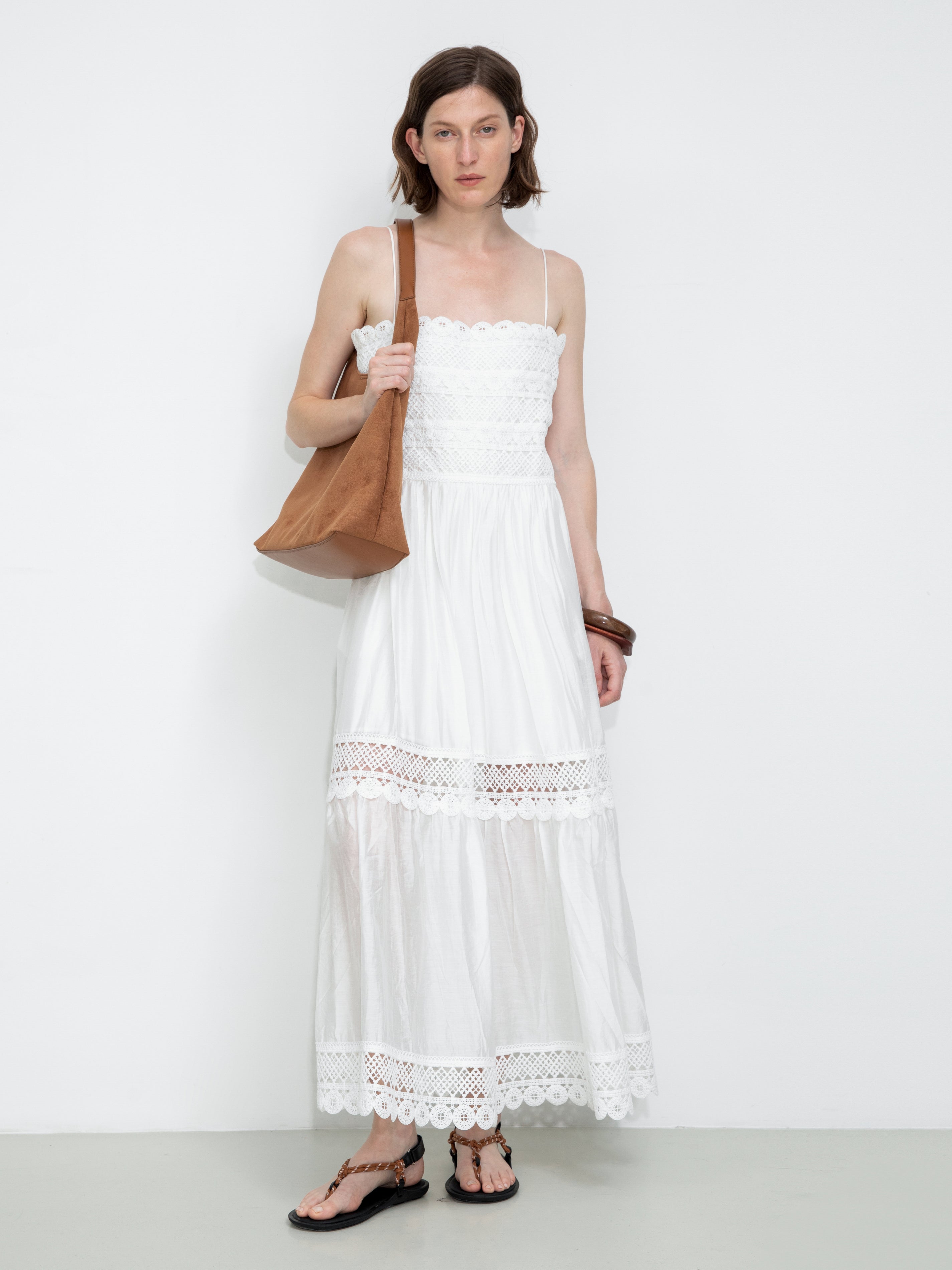 Crochet Lace Panelled Maxi Cami Dress