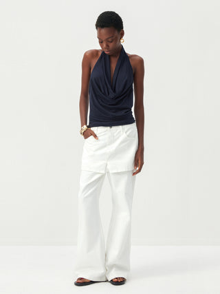 CUBIC Minimal Cowl Neck Halter Camisole