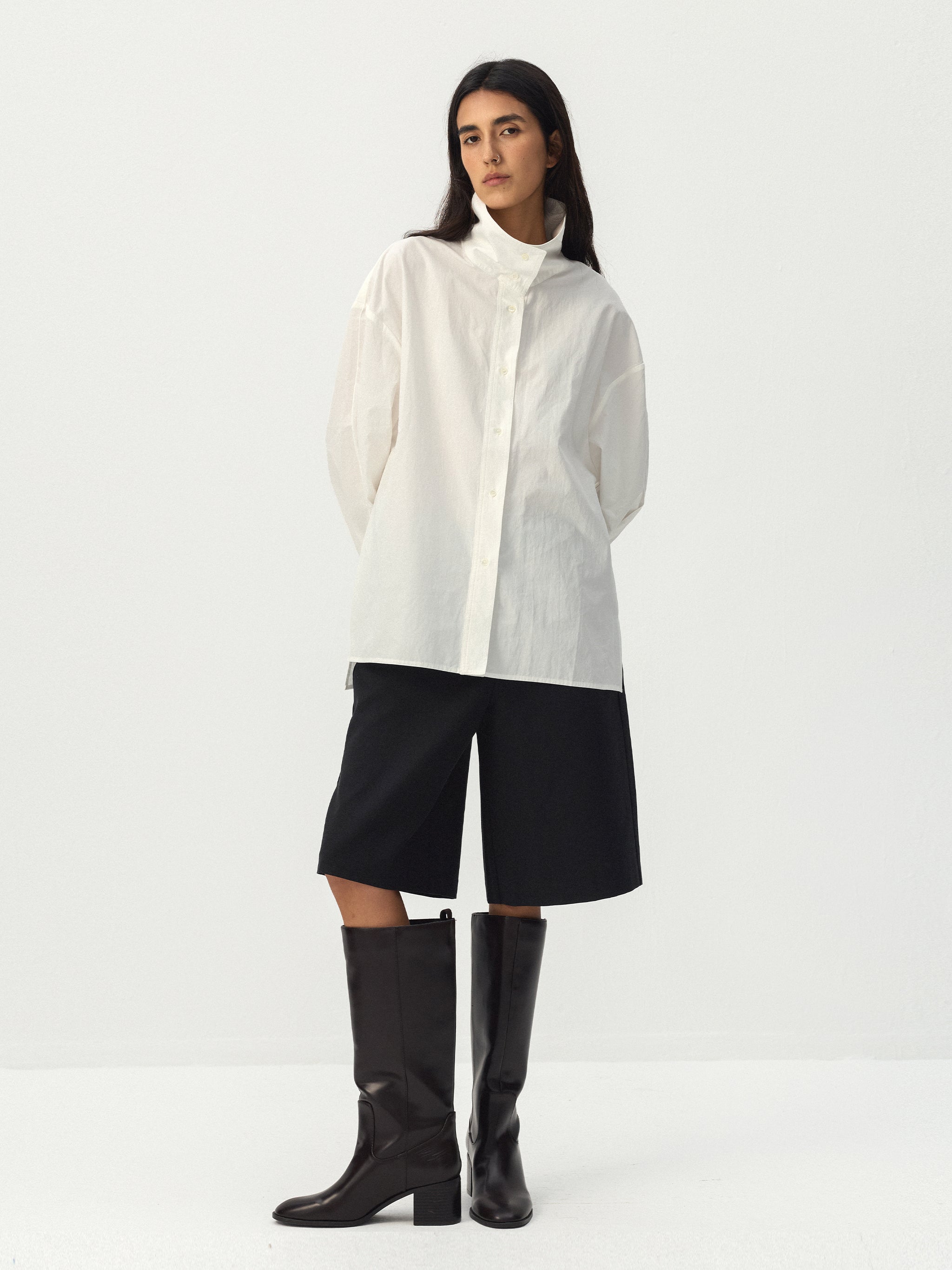 CUBIC Stand Collar Cotton Shirt-5