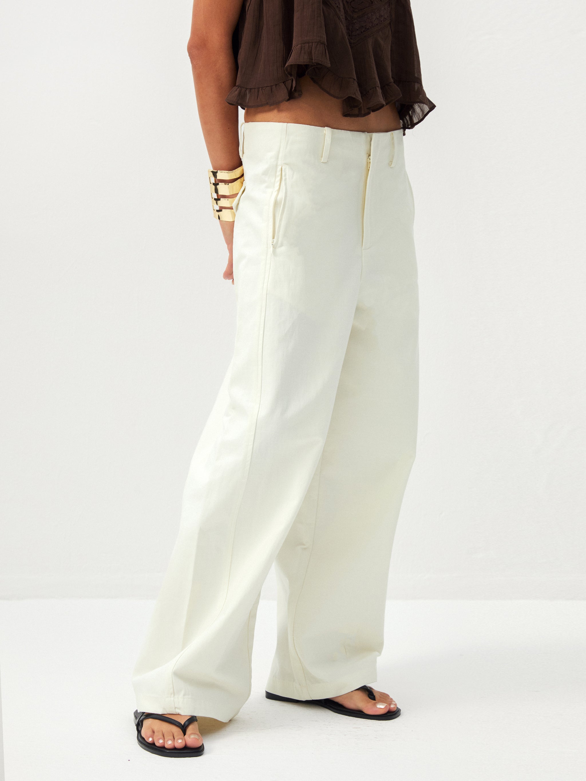 CUBIC 100%Cotton Casual Wide-Leg Trousers-5