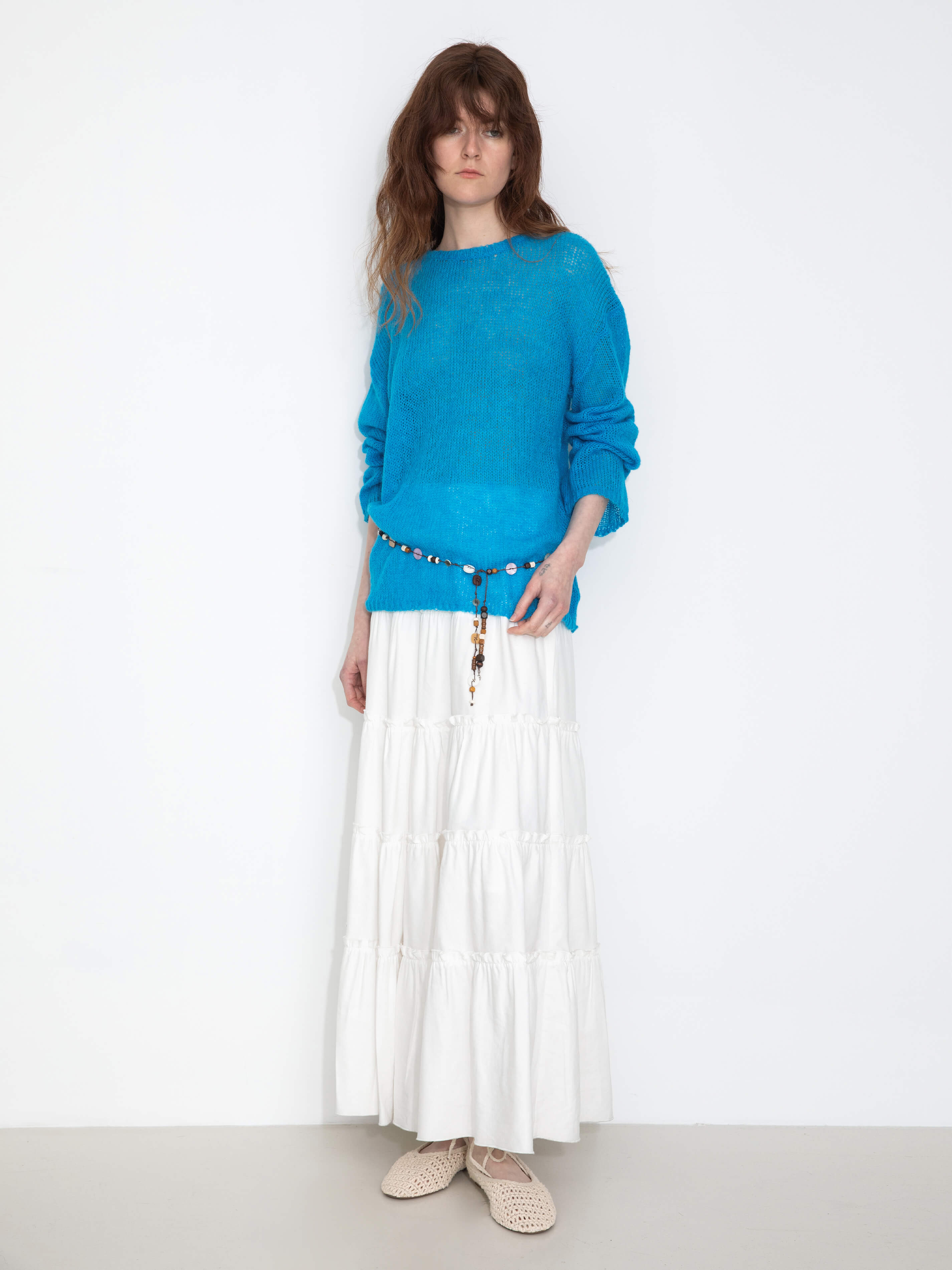 Blue Oversized Open-Knit Sweater-5